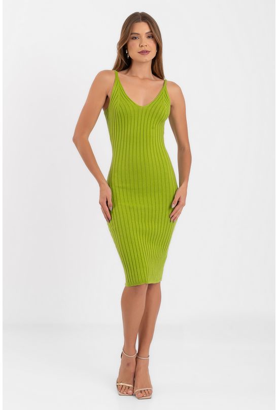Vestido midi alca fina verde -4-